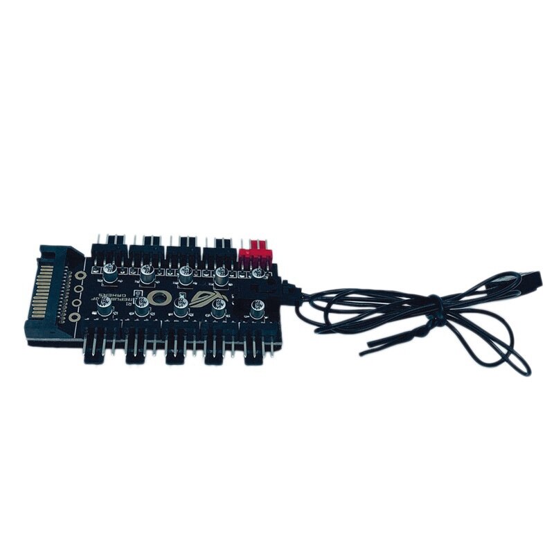 Intelligent Temperature Control Pwm 4Pin 4 Pin Fan Hub 10 Way Controller with Big 4P Port and SATA Port Power Supply