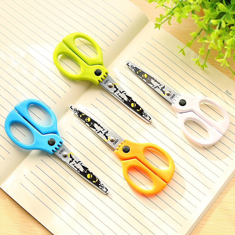 Lote de 1 Tijera con estampado de calaveras para Halloween, material escolar y material de oficina