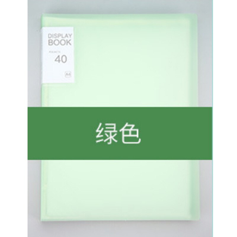 A4 Map 1Pc Candy Kleur Plastic Insert Transparante Data Boek Pp Multi-layer Losbladige Map Student Papier mappen: 60 page Green