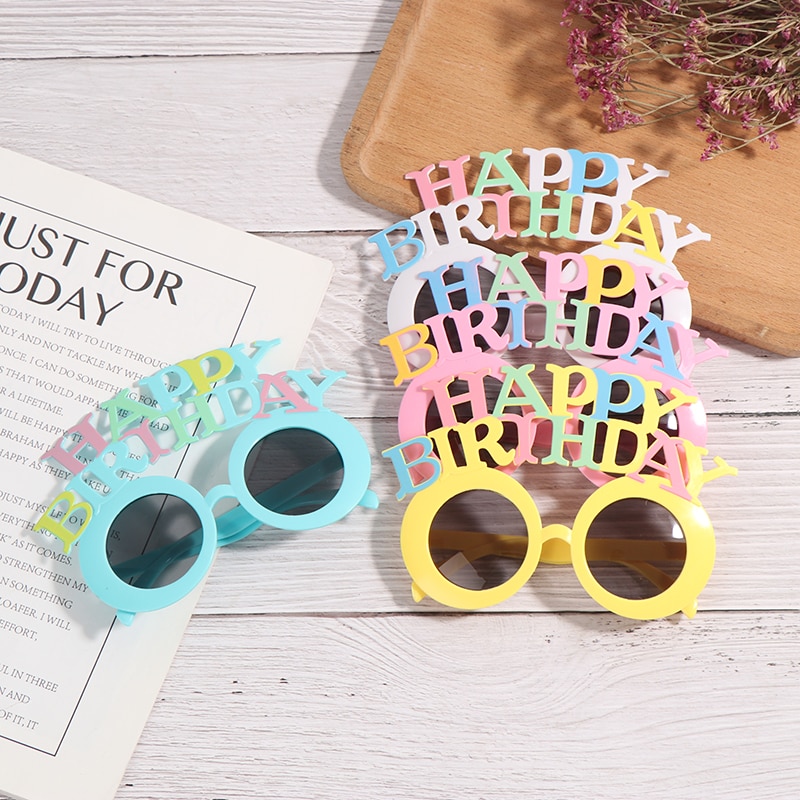 1pc Birthday Party Sunglasses, Birthday Glasses Funny Happy Tropical Fancy Dress Favors Fun Birthday Party Photo Booth Props
