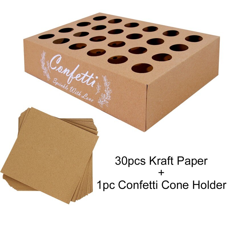 Wedding Confetti Cones Holder For Wedding Decoration Kraft Cone Stand Box Tray Wedding Mariage Deco Natural Wedding Paper Cones: Yellow