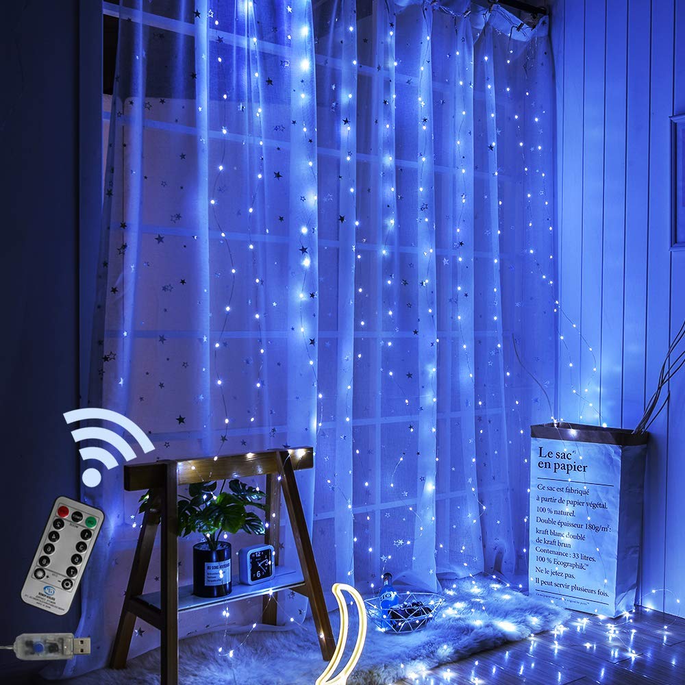 Rideau lumineux LED avec télécommande, 3x3M, USB, féerique, pour noël, nouvel an, extérieur, mariage, fête à domicile, décoration: WHITE / 3x1M 100LED