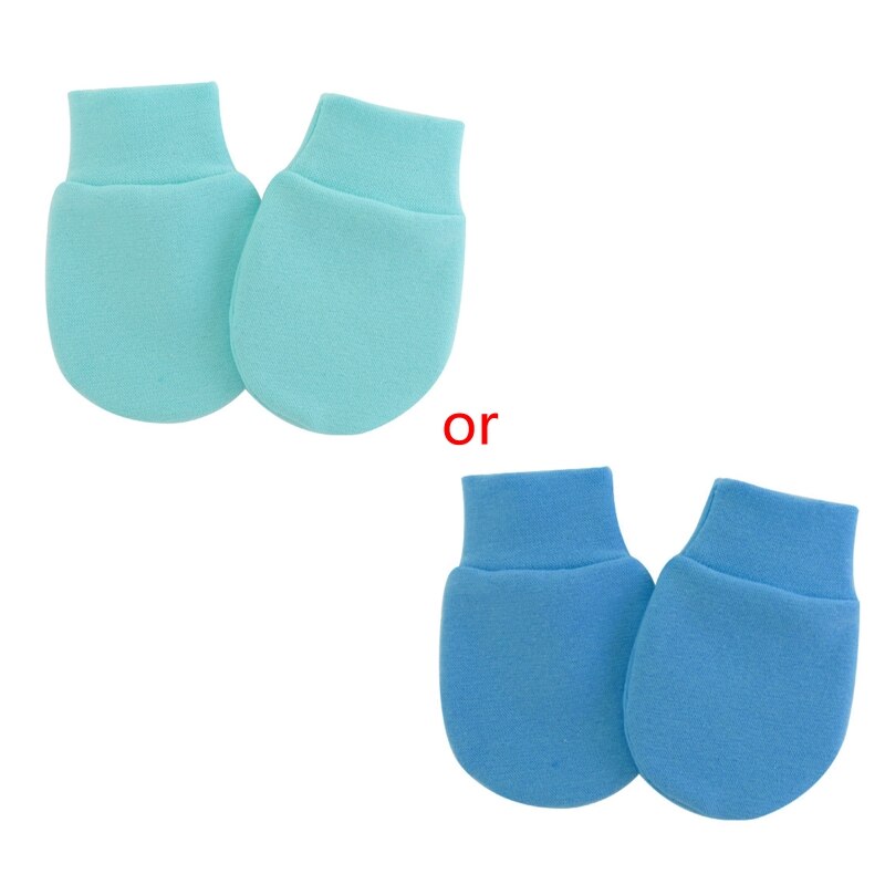 1 paar zachte katoenen handschoenen tegen krabben voor baby's, bescherming voor het gezicht en handbescherming voor baby's, benodigdheden: Blauw