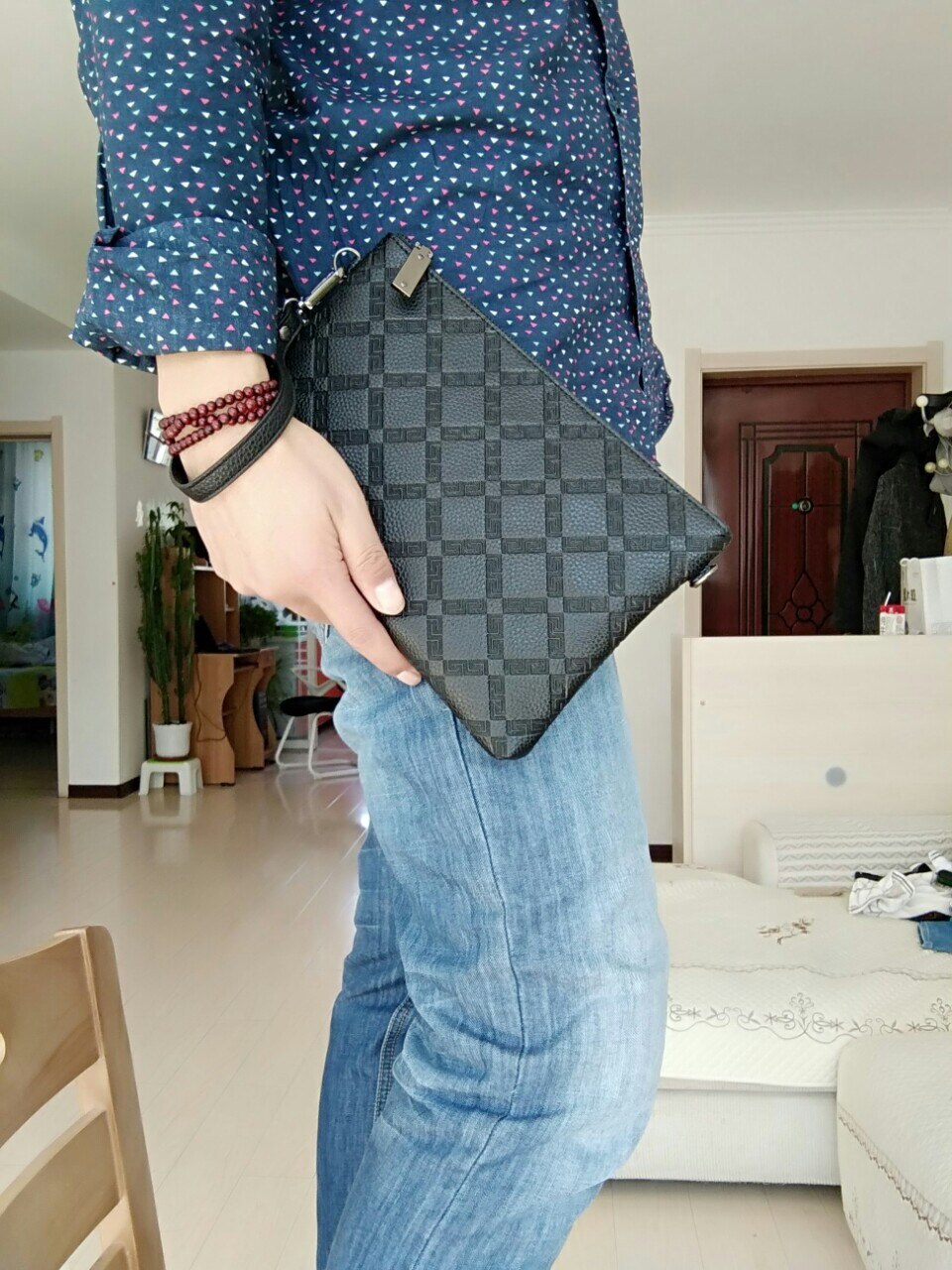 Saco de mão homem saco de mão macio couro do plutônio lazer homem de negócios envelope grande capacidade