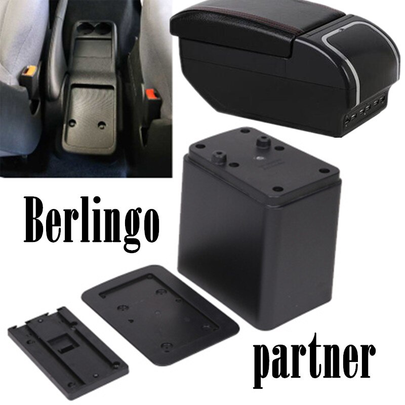 Boîte accoudoir Double couche, accessoires de voiture pour citroën Berlingo/Peugeot Partner , rechargeable