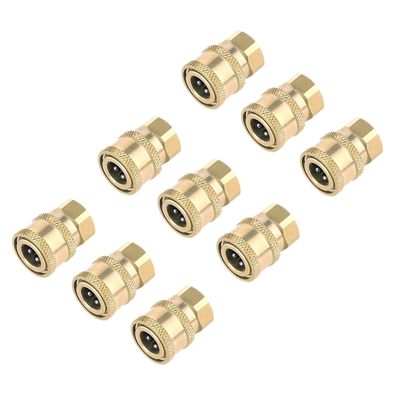 9 Pcs Hogedrukreiniger Quick Connect Koppeling, 1/4 Inch Npt Threads, Messing Materiaal