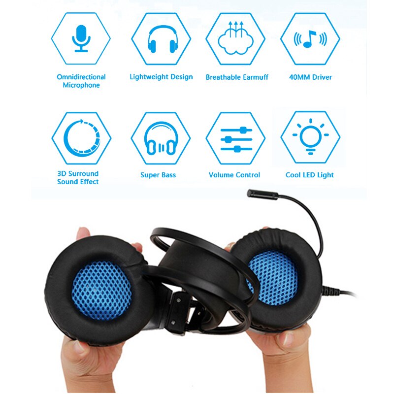 Til  ps4 pc gaming headset computer gamer kablede hovedtelefoner med mikrofon led bas hjelm musik bas børn høretelefon telefon bærbar