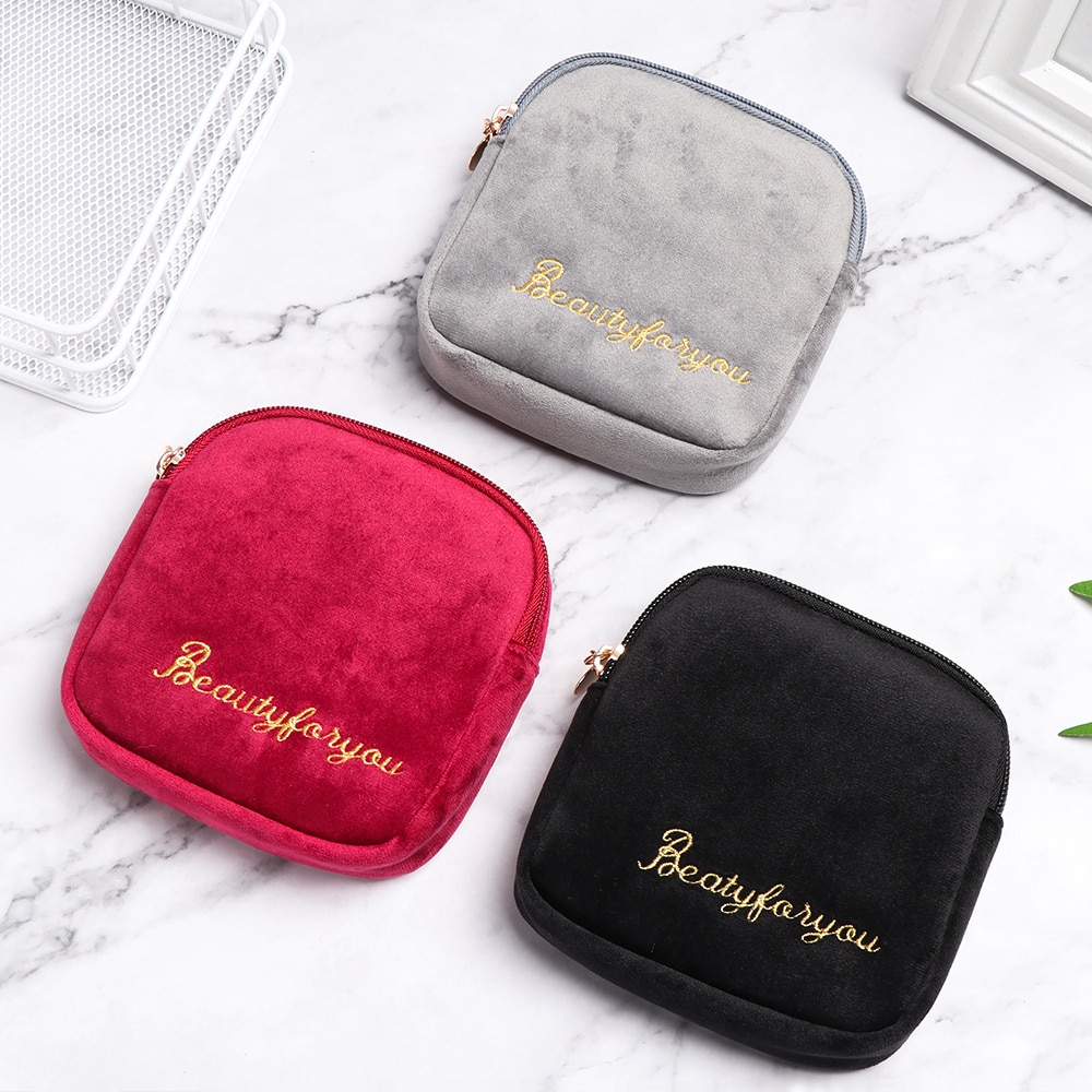 Tampon Storage Bag Sanitary Pad Pouch Women Napkin Cosmetic Bags Organizer Ladies Makeup Bag Girls Tampon Holder Organizer