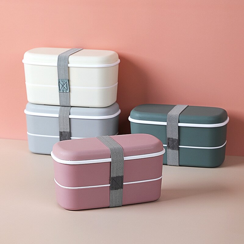 Bento Box Plastic Materiaal Voedsel Koelkast Vers Houden Dozen Dubbellaags Kinderen Lunchbox Sales 1Pcs