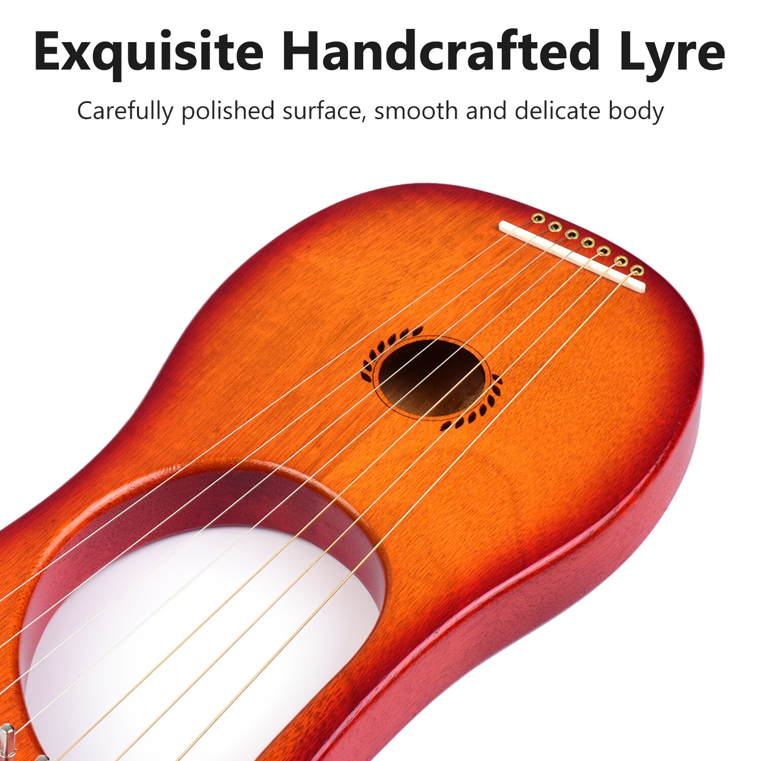 Ammoon-ARPA de Lira de 7 cuerdas, instrumento de cuerda de madera de estilo antiguo, Lyres Okoume con bolsa de transporte, juego de cuerdas, llave de afinación, 2 uds.