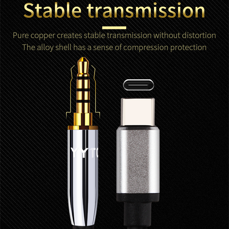 Usb-c  to 3.5mm aux-jack-adapter høyttaler hodetelefon 3.5 mm aux-lydkabel splitter jack-kabel tilbehør til huawei xiaomi