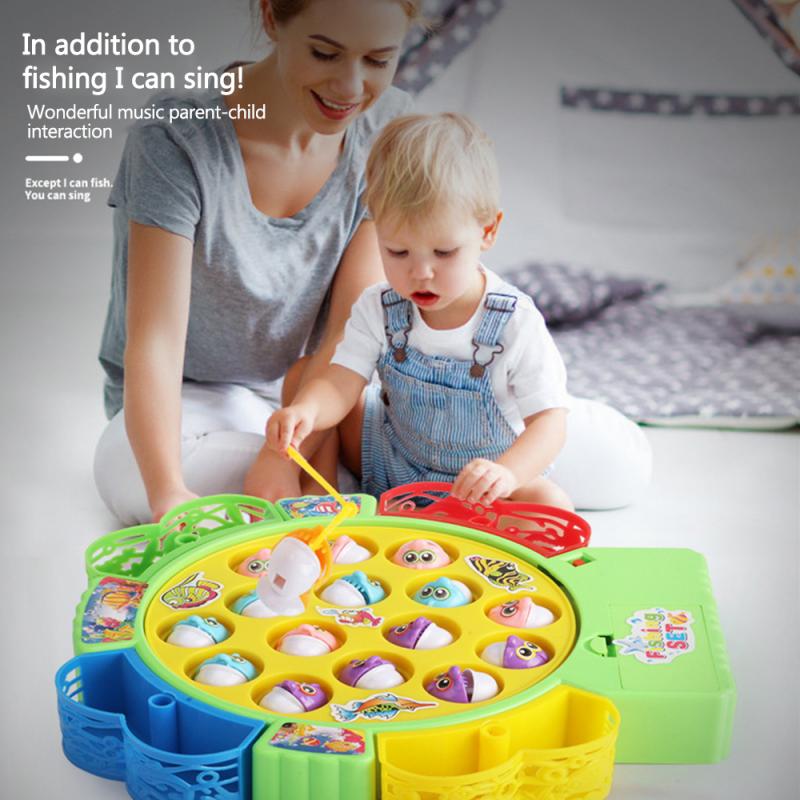Kinderen Vissen Speelgoed Muziek Vissen Boord Set Magnetische Roterende Functie Licht Baby Educatief Speelgoed Kerstcadeau