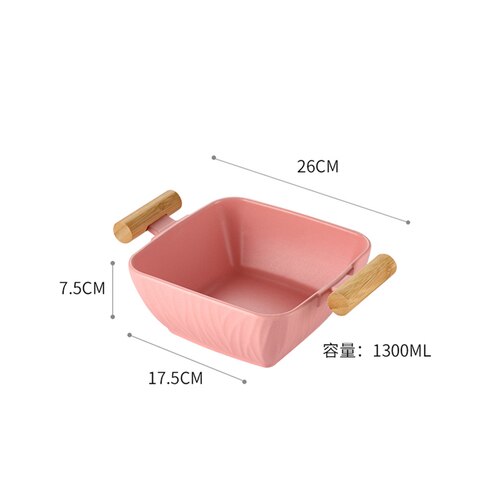 Nordic ceramic dish kitchen salad fruit plate with lid large capacity ceramic dish storage tray 1300ml deep dish: C-1