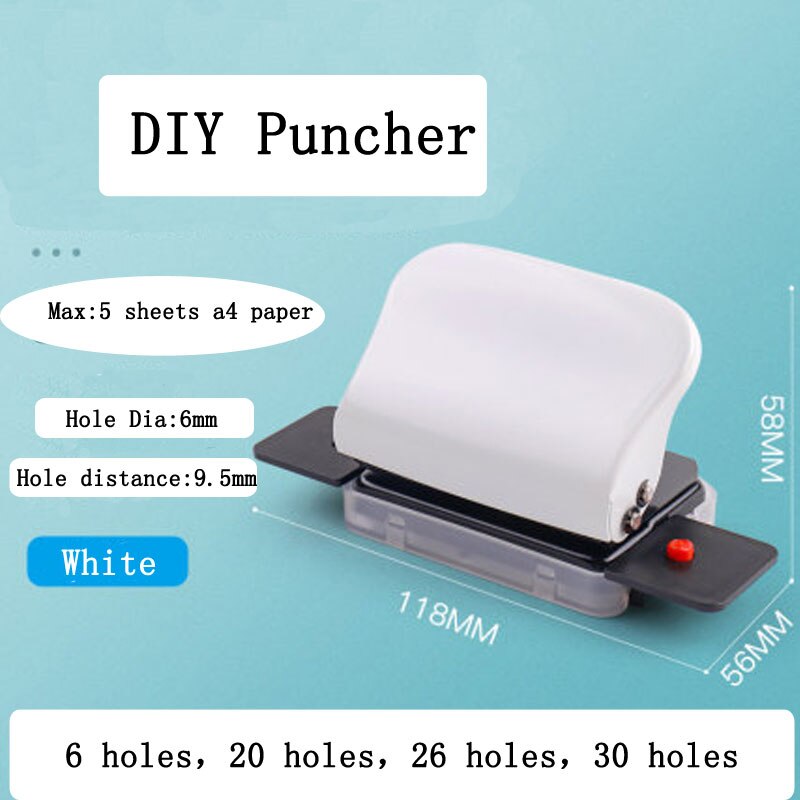 Fromthenon Leaf Paper Punch 30/26/26 Hole Puncher A4/A5/A6 Planner Scrapbooking Tool Binding Supplies School &amp; Office Stationery: White