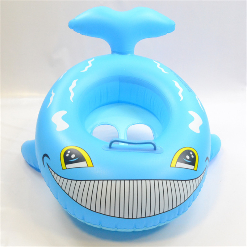 Baby Kids Seat Float Summer Outdoor Beach Pool Inflatable Cartoon Shark Whale Dolphin Swimming Seat Float Boat Water Fun Toys: Blue