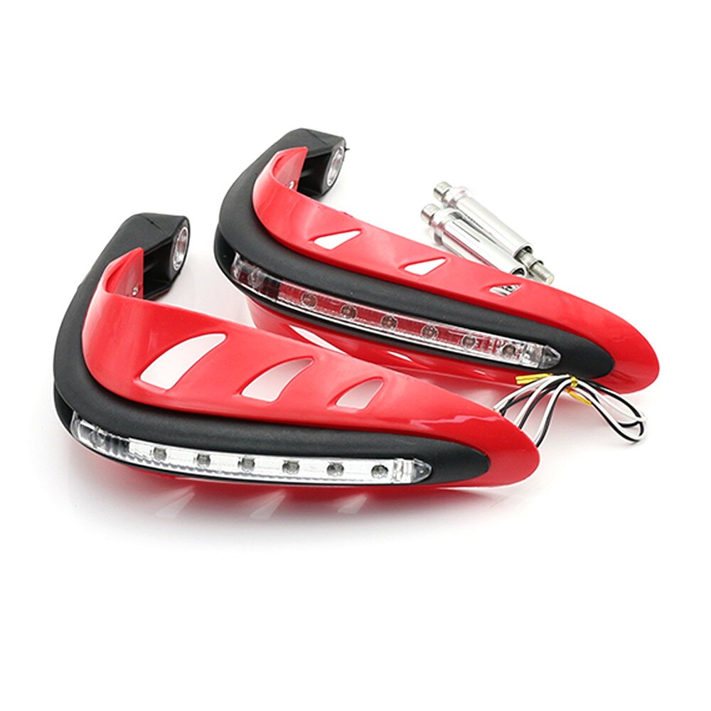 Protège-mains pour guidon de moto, 1 paire, protège-main avec lumière LED protège-mains, protège-mains, accessoires pour moteur universels: Rouge
