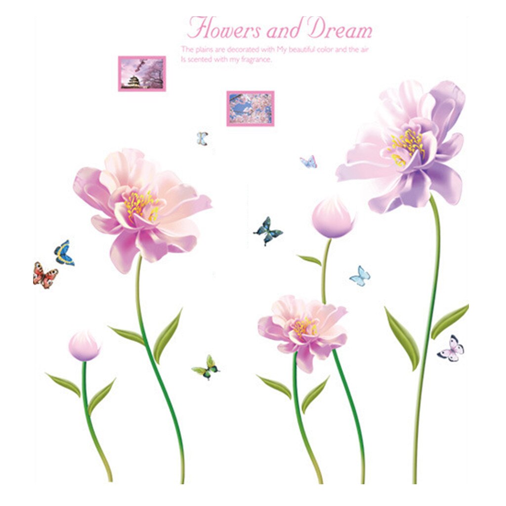 Flower Wall Stickers Removable Vinyl Decal Art Mural Pink Flower Home Living Room Decor Wall Sticker Durable Bedroom Decor