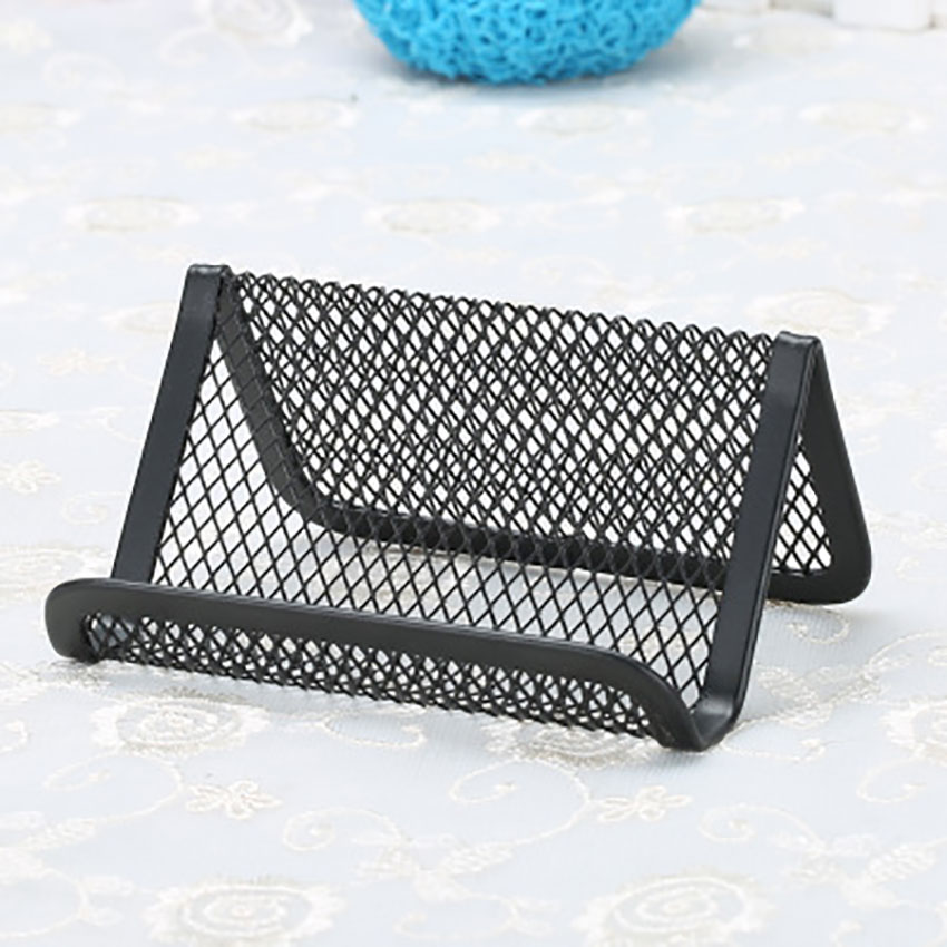 Business Cards Holder Desktop Iron Mesh Rack Rust-proof Name Card Collection Case Company Department Office Suppliy