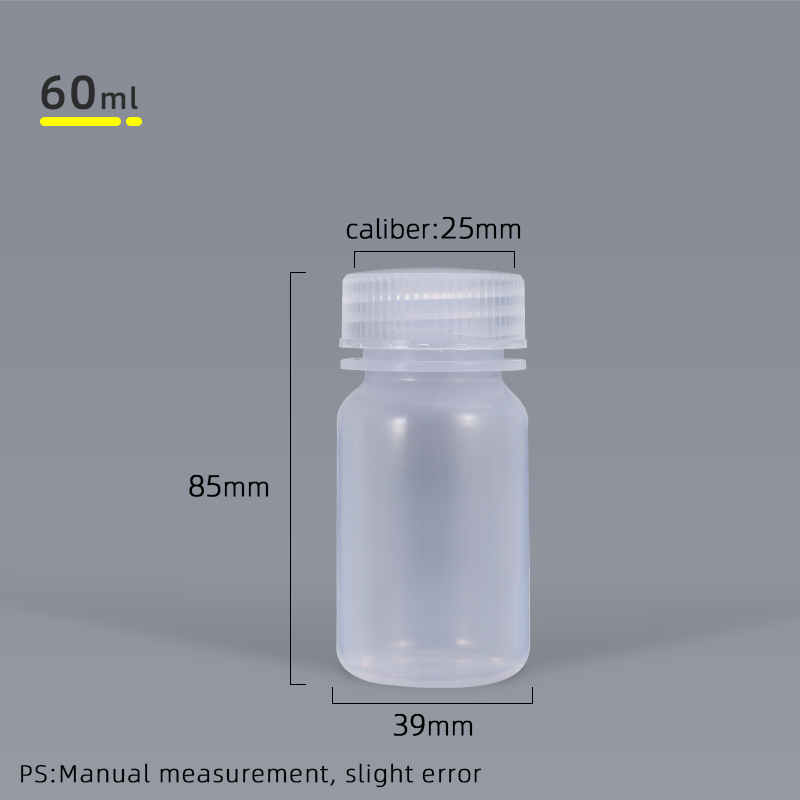 UMETASS Empty Plastic Bottle with Lid Food Grade cosmetic container travel Refillable Bottle 20ml/30ml/40ml/100ml/250m/500ml: 60ML-clear-PP