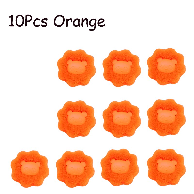 Boule à lessive magique Panda mignon, Machine à laver, nettoyage, séchage des vêtements, boule éponge réutilisable, résistant à l&#39;usure, élimination des nœuds: 10pcs Orange