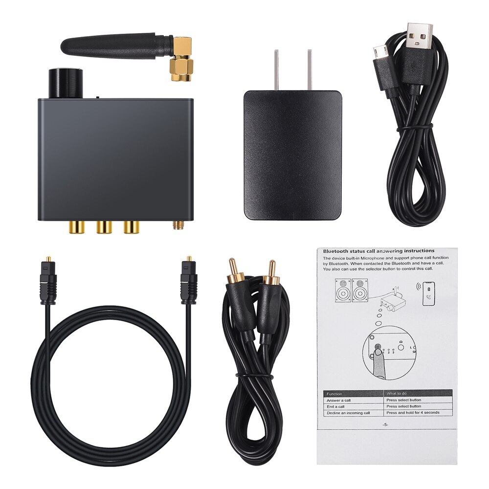 Esynic 192k bluetooth-kompatibler digital-analog-wandler 3.5mm audioadapter unterstützt aac-dac-wandler mit kopfhörerverstärker: Uns stecker