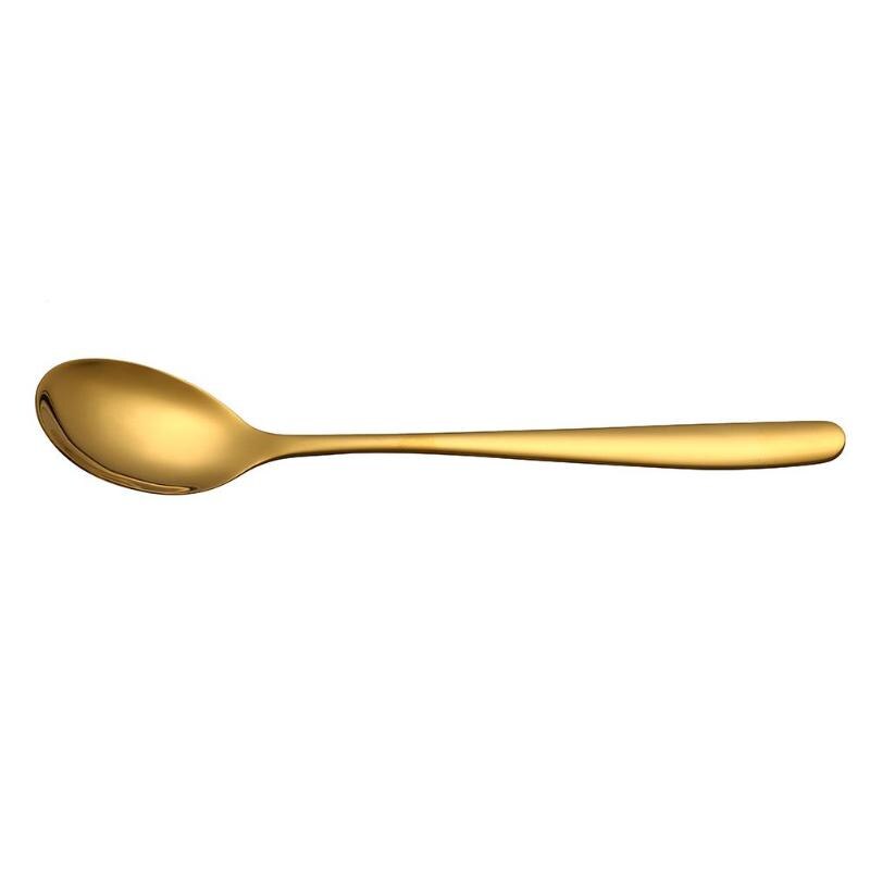 Rostfritt stål middag sked bärbar dessert soppa studenter bento party resor utomhus picknick plätering servetter skedar: Guld-