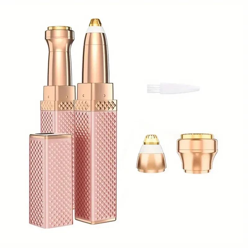 Rechargeable 2-in-1 Eyebrow Razor and Hair Shaver with LED Light Painlessly Remove Peach Fuzz Facial Hair Eyebrows Lips Trimmer: Pink