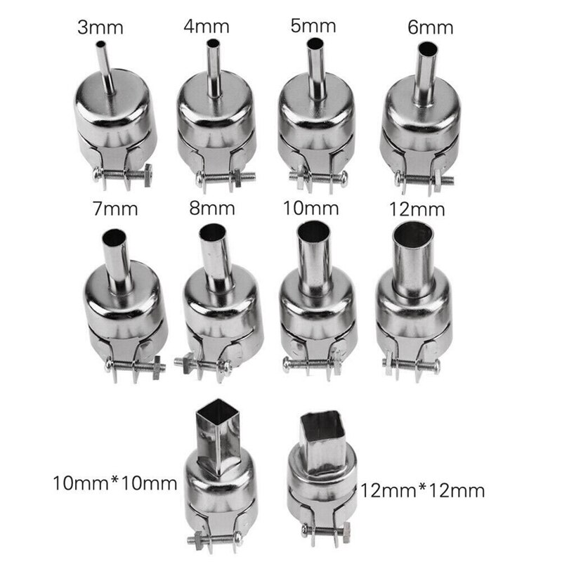 10 pièces ensemble outils de chaleur buses Kits pour Station de soudure à Air outils de réparation outil de chaleur sèche-cheveux