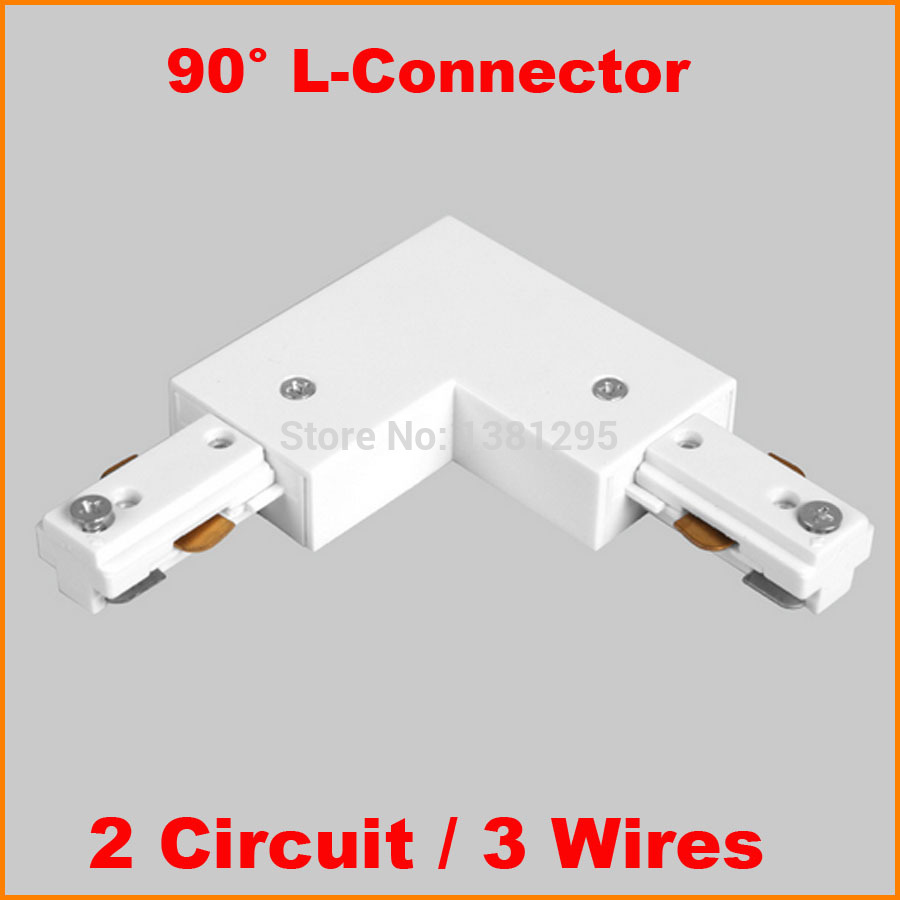 3 fils 2 Circuit L forme lumière rail de voie connecteur aluminium piste accessoires éclairage système de voie composants noir blanc DHL