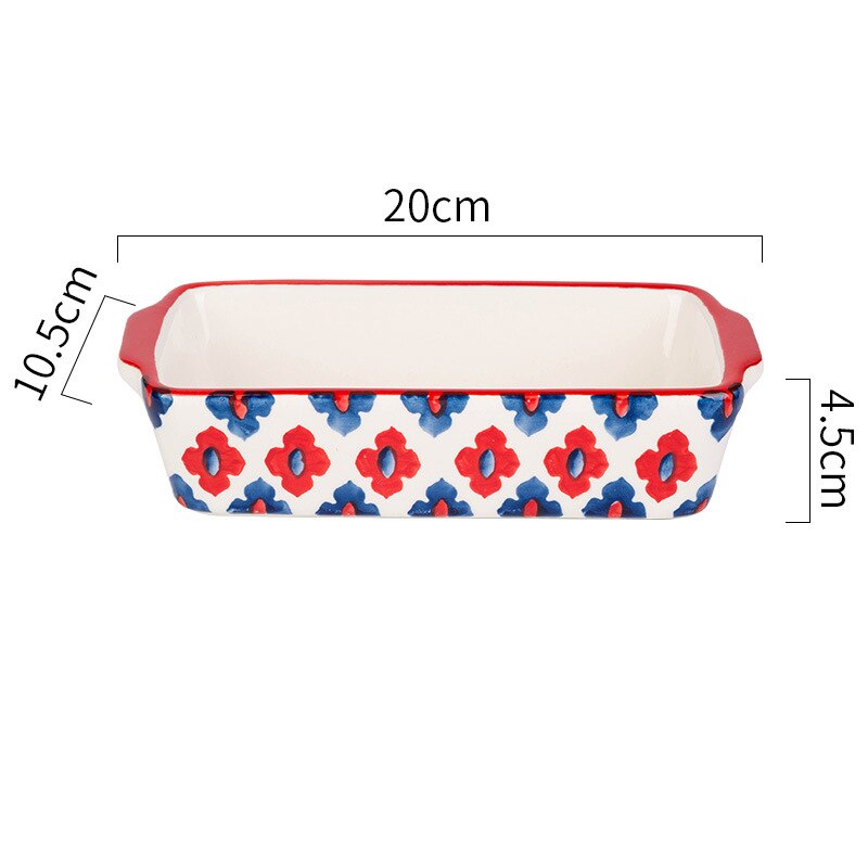 Flowers Rectangular Oval Bakeware Pan With Handle Ceramic Baking Dish Roasting Lasagna Pan Kitchen Salad Cheese Baked Pan: plum