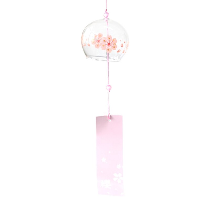 Japonais sakura Style verre vent carillon cerisier fleur vent suspendus cloches sonnette mignon fille chambre pendentif décoration de la maison #: A1