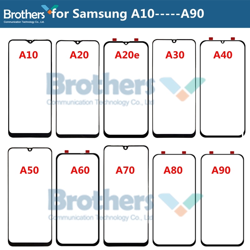 Lente de Cristal exterior para Samsung Galaxy A10, A20, A30, A40, A50, A60, A70, A90, pantalla táctil, cristal frontal LCD de repuesto