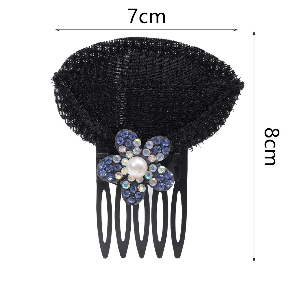Rhinestone Puff Hair Head Cushion Invisible Fluffy Hair Pad Sponge Clip Bun Bump Volume Hairs Base For Women Hair Accessory: green