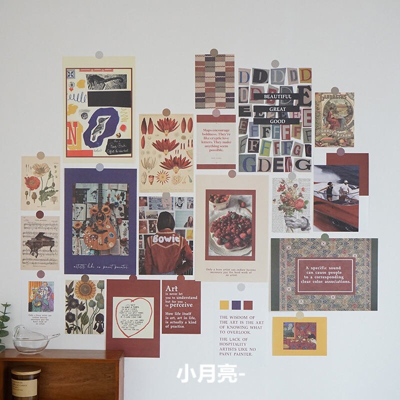 Væg collage sæt æstetisk ins kunst vægklistermærker vægmalerier selvklæbende soveværelse vægklistermærker sovesal værelse dekoration: 003