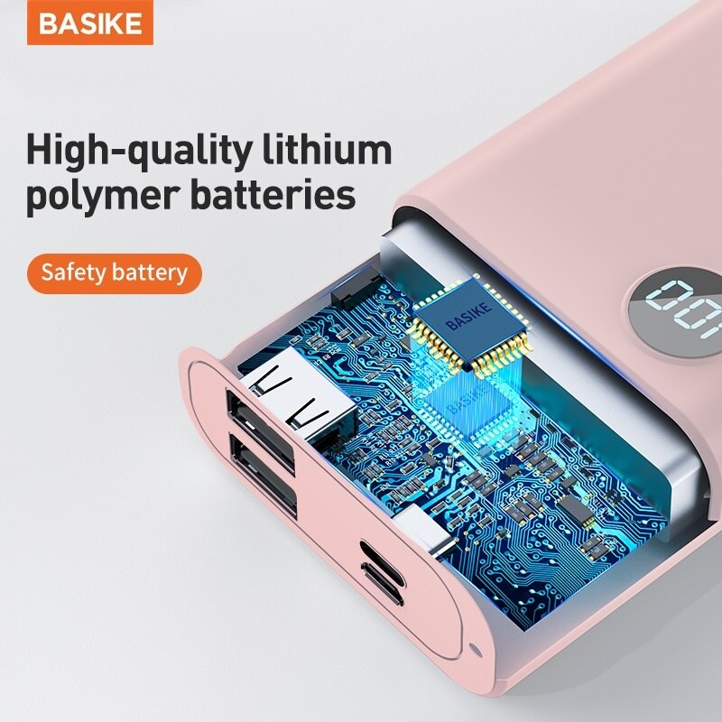BASIKE-Mini banco de energía portátil PF23P, 10000mah, batería externa colorida, batería de repuesto para xiaomi, iphone y huawei