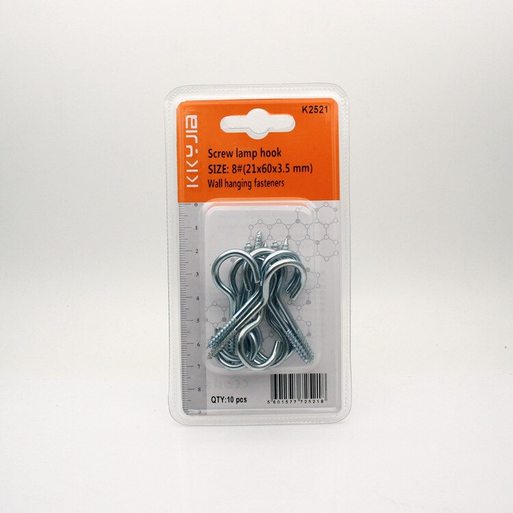 2521 Exquisite Small Blister Card Lamp Hook 8# Self Tapping Screw Lamp Hook Europe and America Supermarket Small Supply of Goods