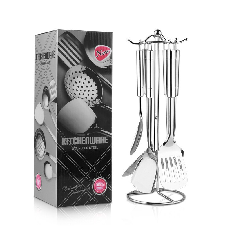7 Pcs Roestvrij Staal Kookgerei Set Vergiet Spatel Schop Lepel Keukengerei Gadgets Home Keuken Accessoires Set: Default Title