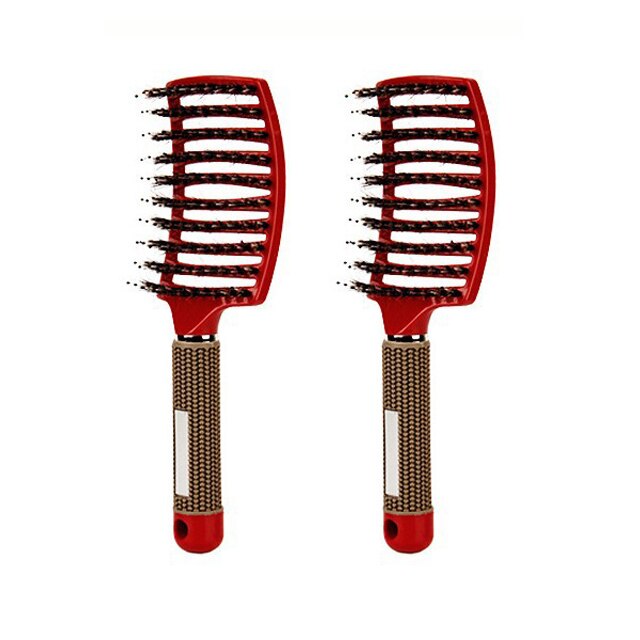 Brosse-cepillo de pelo para masaje del cuero cabelludo, 2 uds., peine para masaje del cuero cabelludo, cerdas de nailon, para mujeres, cepillo de pelo para desenredar, herramientas de estilo de peluquería: 2pcs Red