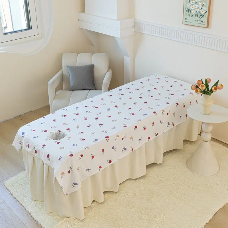 Sábanas de salón de belleza estampadas a la , cubierta de cama de masaje para Spa, ropa de cama con agujeros, cubierta de terapia de SPA de masaje Universal: Estados Unidos-Twin / Azul