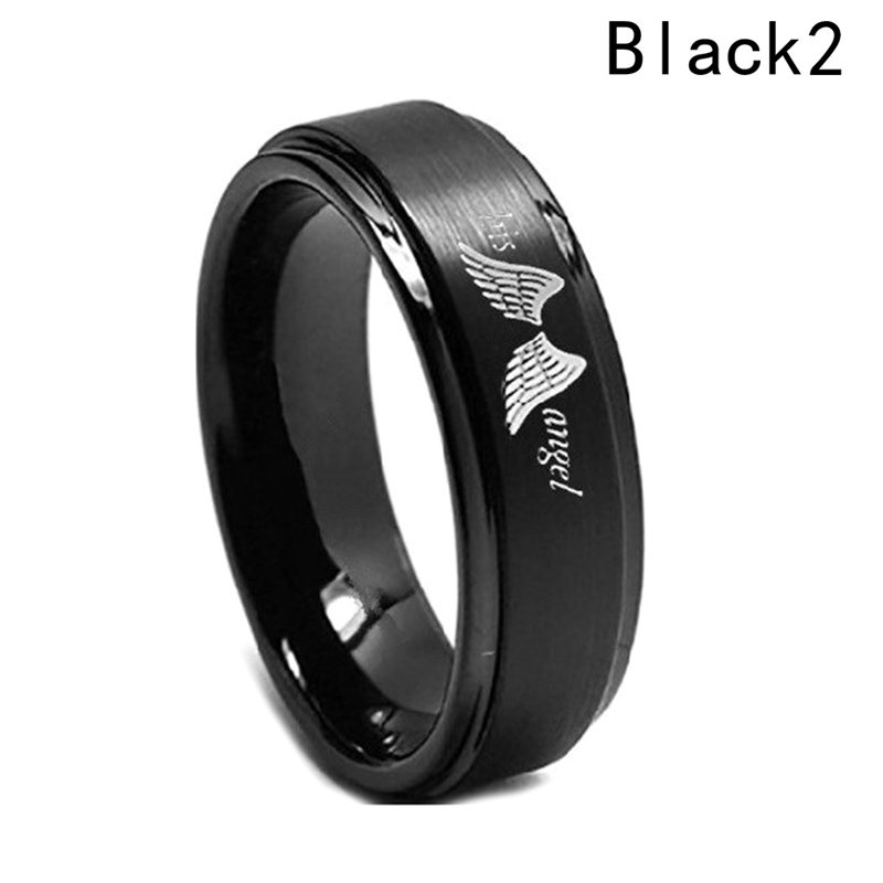 1 st Zijn Angel Haar Cowboy Letters Print Fashipon Liefhebbers Ring Vrouwen Mannen Paar Mode Verlovingsring Sieraden: 8 / BK2