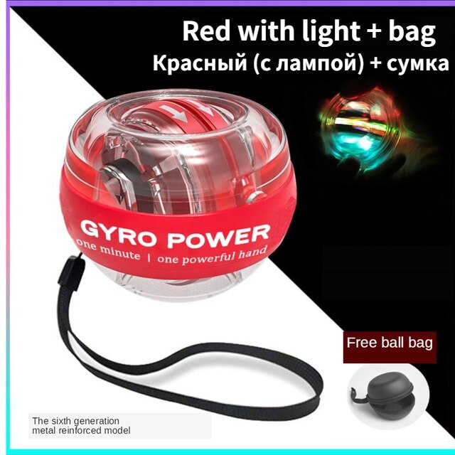 Fitnessgerät für arm- und handgelenkstraining, originalmarke, selbststartender gyro-powerball, gyro-power-handball, muskelentspannung: Gürteltasche mit rotem licht