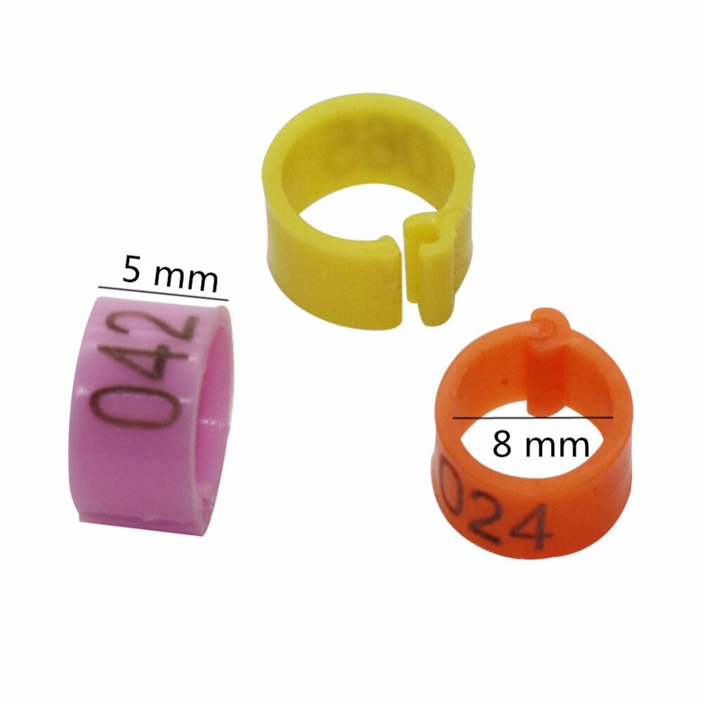 1000 stk kæledyrsartikler fugleclipsring 8mm digitale plastik-papegøjeduer 10 farver mærkningsring nr . .1-100