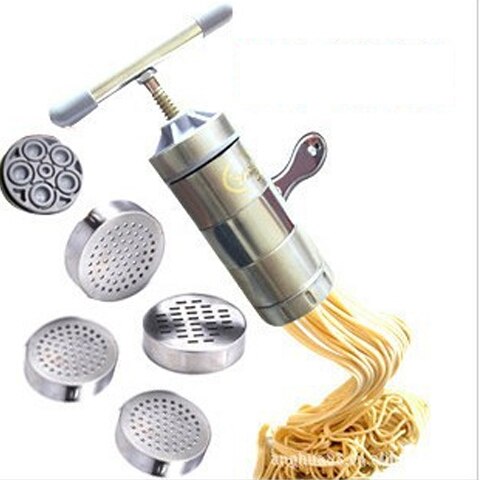 Noodle maker håndlavet noodle maskine husholdnings manuel rustfrit stål pressemaskine køkkenværktøj hul nudel maskine: 5