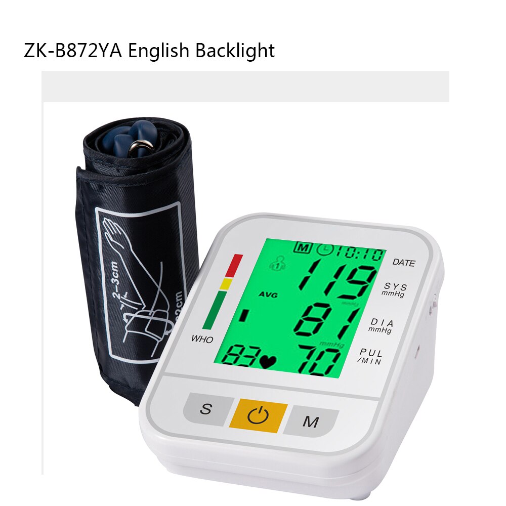 Automatic Digital Sphygmomanometer Electronic Accurate Smart English Voice Arm Blood Pressure Monitor Tonometer: F