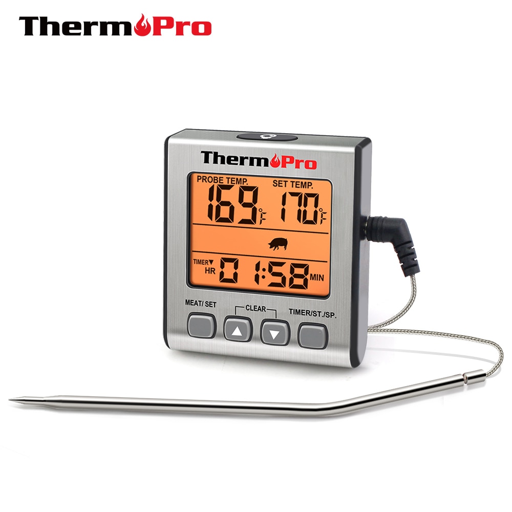 ThermoPro TP16S Digital Oven Thermometer Kitchen Meat Thermometeer With Timer Backlight BBQ Thermometer