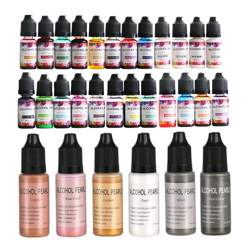 Pigmento difusor de resina epoxi, 30 colores, tinta de Alcohol, tinte líquido para manualidades DIY