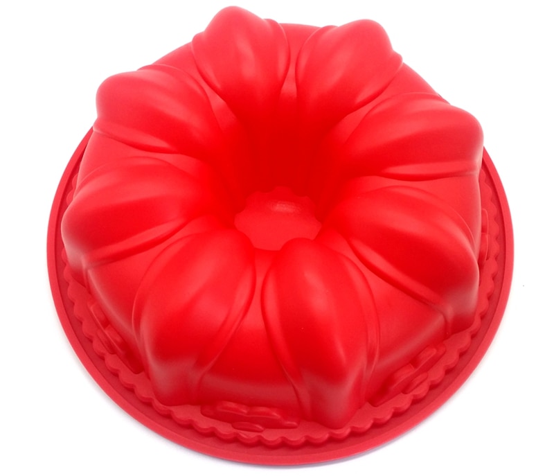 1 stks rode siliconen bundt cake pan ronde moule cake siliconen mallen voor cake decorating flower cakevorm non-stok bakvorm