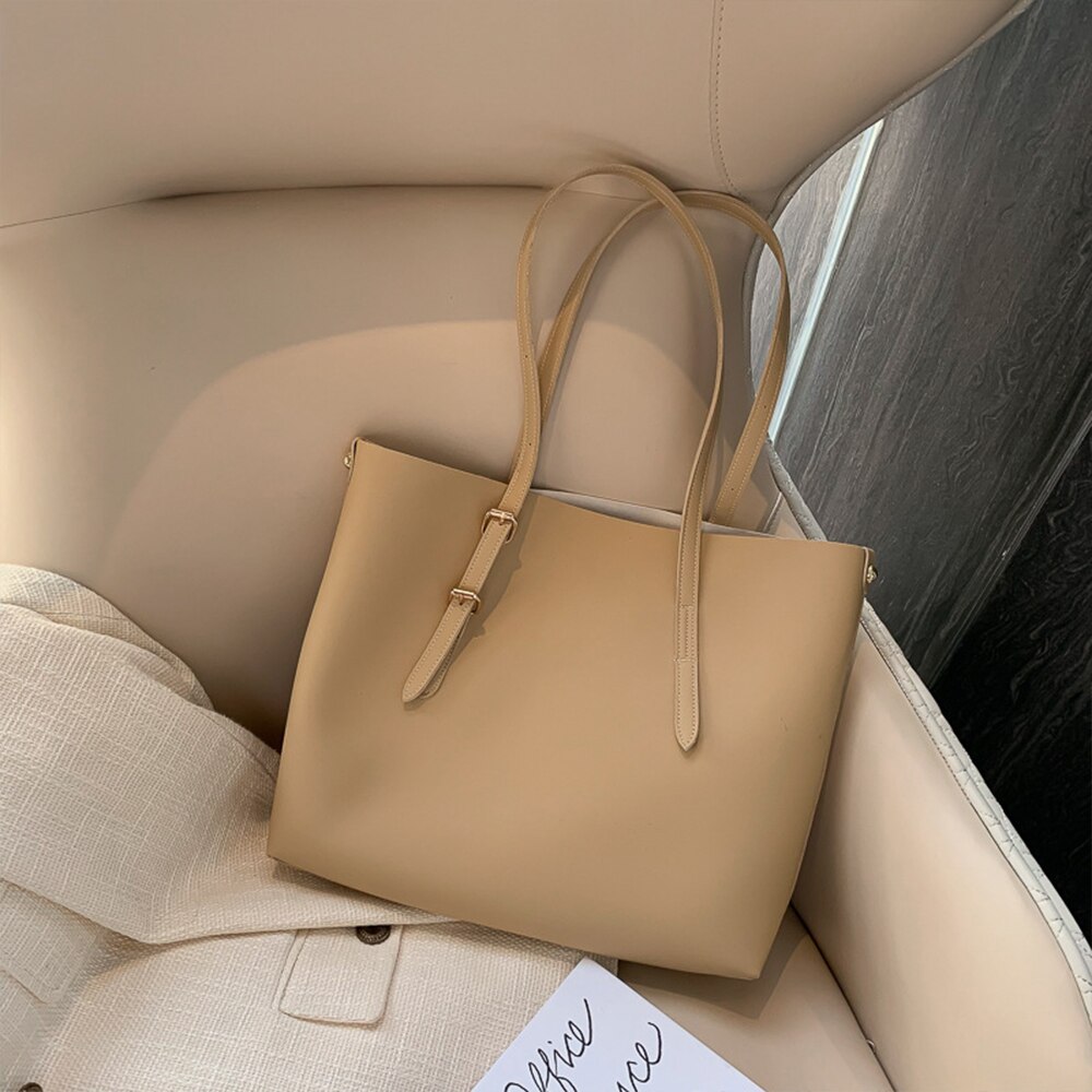 Womens Bag Women's PU Leather Handbags Luxury Lady Hand Bags Purse Pocket Women Composite BagTote Sac Bols: khaki