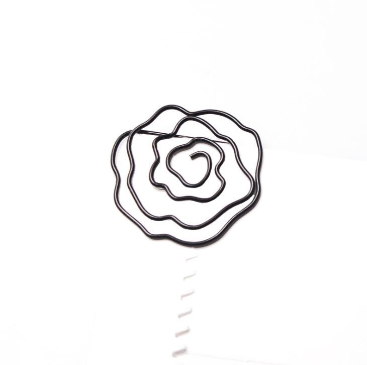 12 stk/pakke sød mini sort hvid rose blomst formet metal papirclips memo foto ringbind klip kontor skoleartikler papirvarer