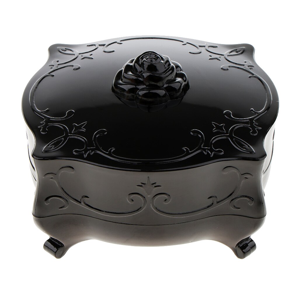 Contenedor de colorete en polvo de cara suelta Vintage, estuche organizador de almohadillas de maquillaje, caja de almacenamiento de anillos de joyería-Negro